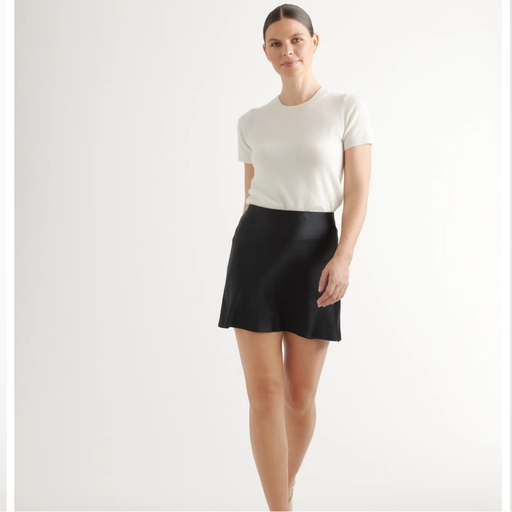 Quince Black Mini Slip Skirt for Work